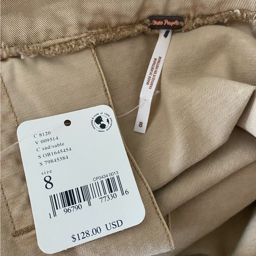 Free People - Khaki Pleated Mini Skirt - Size 8 - Picture 7 of 10